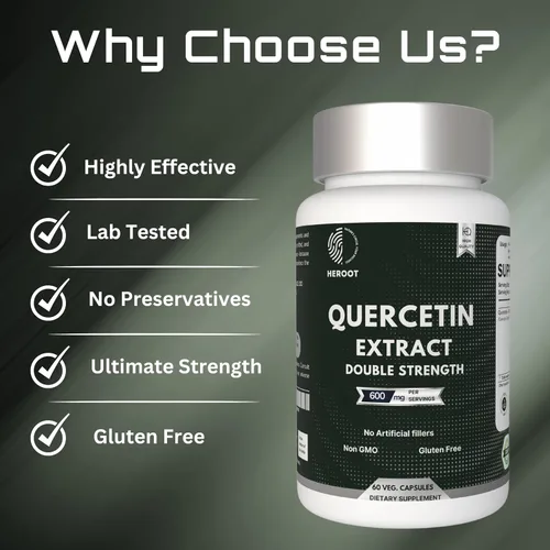 Miniatura 7 de Cápsulas de extracto de quercetina sin OMG, sin gluten, vegetariano apoya la energía general de la fuerza de la salud (120 cápsulas)