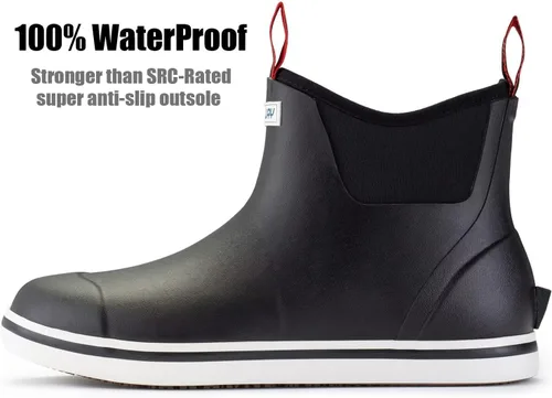 Miniatura 2 de SUREWAY Botas de cubierta profesionales antideslizantes para pesca y tobillo para hombre, botas de lluvia impermeables