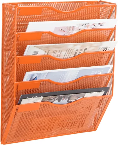 Miniatura 63 de EASEPRES Organizador de archivos de malla de 3 bolsillos para colgar en la pared, carpeta de papel para correo montada en la pared, organizador
