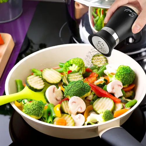 Miniatura 6 de Accmor Juego de saleros y pimenteros, recipientes de acero inoxidable de 4 onzas con fondo de vidrio para cocina, barbacoa, bar, mesa, caravana
