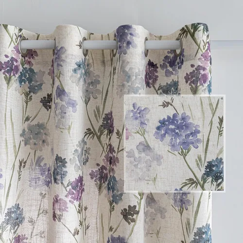 Miniatura 17 de MYSKY HOME - Cortinas de lino florales 100% blackout, de 95 pulgadas de largo, 2 paneles para sala de estar y dormitorio, doble capa