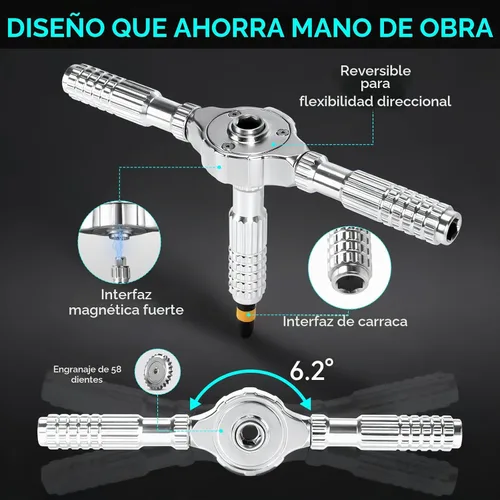 Miniatura 4 de Juego de destornilladores de trinquete magnético 40 en 1, juego de destornilladores de trinquete mini multifuncional de bricolaje, herramienta