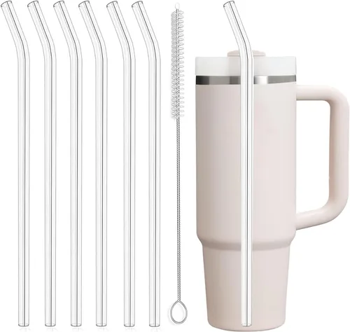 Miniatura 9 de Paquete de 6 popotes transparentes de repuesto para vaso Stanley de 20 onzas y 14 onzas, popotes reutilizables de plástico para vaso Yeti de 30