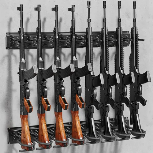 Miniatura 9 de JBBTOOL Soporte para armas de interior – Soporte de pared de acero resistente mejorado, pantalla ajustable y soporte seguro para escopetas y rifles