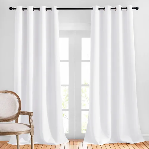 NICETOWN - Paneles de cortinas largas con ojales, para patio, decoración del hogar o dormitorio (color blanco, 2 paneles, 52 pulgadas de ancho x 108