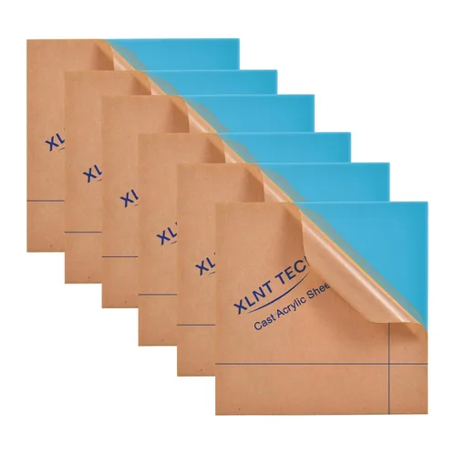 6 PCS Láminas de Plástico Acrílico Fundido Azul Claro Opaco (no Transparente) de 8 x 8 Pulgadas (.118" de Grosor), para Letreros, Proyectos de