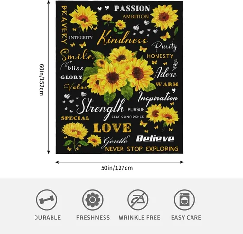 Miniatura 3 de Regalos de girasol para mujer, manta curativa positiva de girasol, cumpleaños para mujeres y mamá, mantas de franela suave con girasoles decorativos