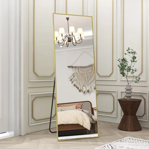 Miniatura 12 de BEAUTYPEAK - Espejo de longitud completa con soporte, de 56 pulgadas x 21 pulgadas, espejo de piso con marco fino de aleación de aluminio, espejos