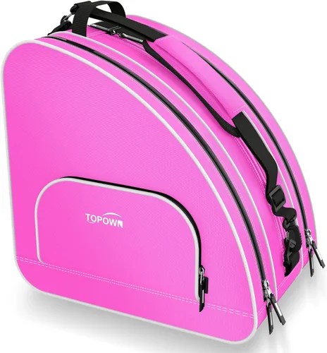 Miniatura 10 de TOPOWN Bolsa premium para patines de hielo - Bolsa de patines y cuchillas para hombres y mujeres - Negro y rojo rosa
