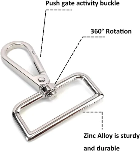 Miniatura 4 de 15 piezas de herrajes para bolso, ganchos giratorios de servicio pesado con anillos en D para bolso y hebillas deslizantes de tres guías