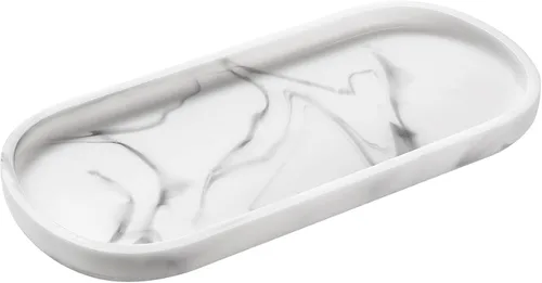 Miniatura 9 de Emibele Organizador de joyas, bandeja ovalada de resina, bandeja de tocador de baño, cocina, tocador, bandeja de joyería, soporte para anillos