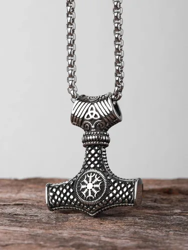 Miniatura 4 de HAQUIL Mjolnir Necklace, Viking Norse Thor Hammer Mjolnir Pendant, Viking Jewelry Gift for Men Women