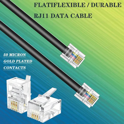 Miniatura 7 de Cable de extensión de teléfono, cable de línea de teléfono (15 pies - Negro) con conector RJ11 estándar