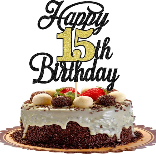 Miniatura 67 de Rsstarxi 1 paquete de decoración para tarta de cumpleaños 8 con purpurina negra de 8 años y fabulosos saludos a 8 años de edad, para celebrar el 8º