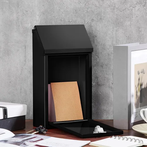 Miniatura 4 de Yaocom Caja de donación de metal para colección, caja de sugerencias segura con ranura y cerradura, impermeable, para montaje en pared, contenedor