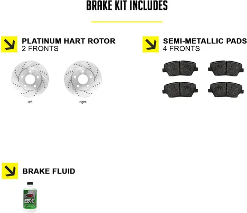 Miniatura 2 de Hart Brakes Kit Frenos y Rotores Delanteros Pastillas de Freno Delantero Rotores y Pastillas de Freno Pastillas y Rotores de Freno Semimetálicos