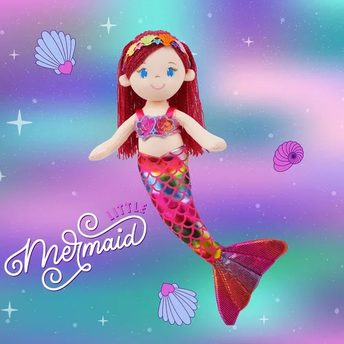 Miniatura 3 de June Garden 16.5" Sirena brillante Aurelia - Muñeca de felpa suave y brillante para regalo para niñas pequeñas