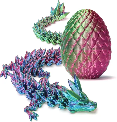 Miniatura 8 de Zobetro Dragón Impreso en 3D con Huevo Sorpresa, Dragón de Cristal Articulado en Huevo, Juguetes de Escritorio Fidget de Dragón Ejecutivo, Regalos