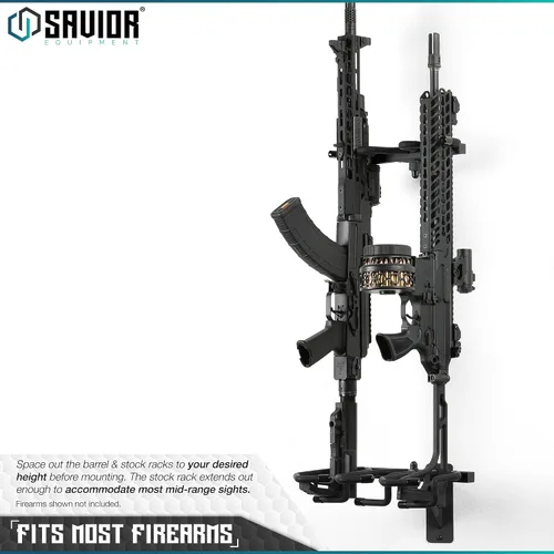 Miniatura 4 de Savior Equipment Soporte de Pared para Rifles Montado en la Pared Táctico para Escopetas Carabinas Armas de Fuego Exhibidor de Armas Independiente