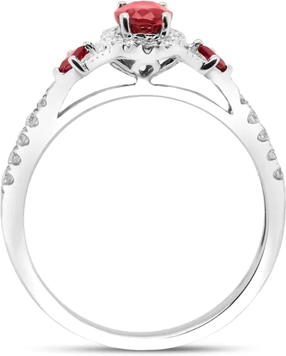 Miniatura 4 de Gin & Grace Anillo de rubí genuino Mozambique de oro blanco de 10 quilates con diamantes para mujer Joyas hechas a mano con forma de rubí de origen