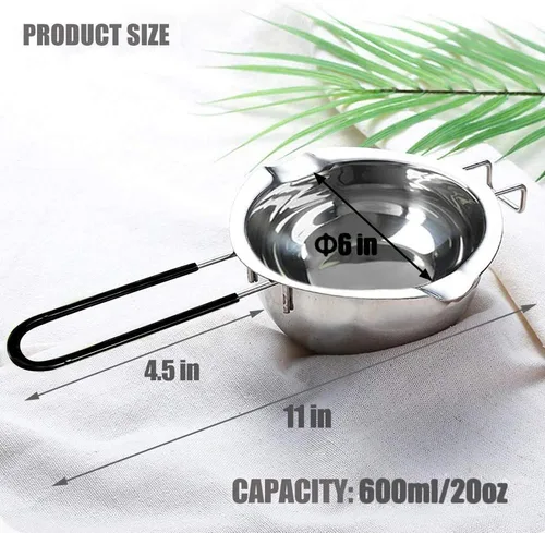 Miniatura 2 de Olla de Fusión de Doble Caldera con 600ML, Olla de Fusión de Chocolate de Acero Inoxidable con Mango Resistente al Calor para Mantequilla Caramelo