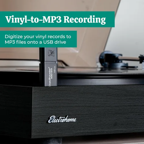 Miniatura 5 de Electrohome Montrose - Reproductor de discos de vinilo inalámbrico actualizable con Berkeley, altavoces Bluetooth alimentados, tweeter de 1 pulgada