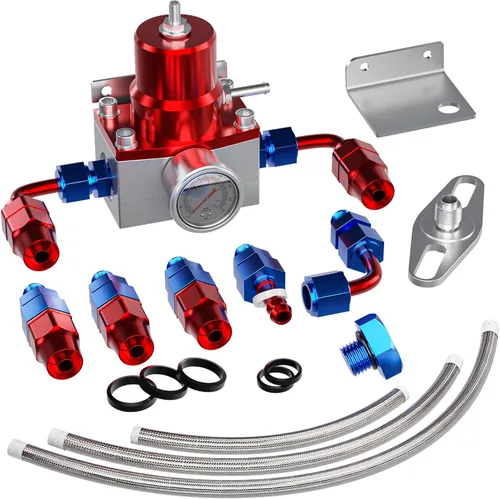 Kit regulador de presión de combustible EFI con retorno de derivación 0-100 psi, medidor de presión, conectores de manguera de línea de combustible