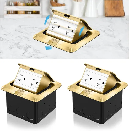 Miniatura 26 de Kit de toma de corriente eléctrica empotrada en el suelo Vagueior, caja de cubierta de toma de corriente eléctrica impermeable, salida GFCI oculta +