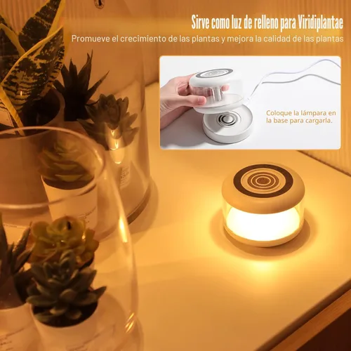 Miniatura 6 de oneleaf Luz de Ambiente Portátil LED Luz Nocturna, lámpara de vela, tres luces con base de carga, interruptor táctil recargable sin cable para baño