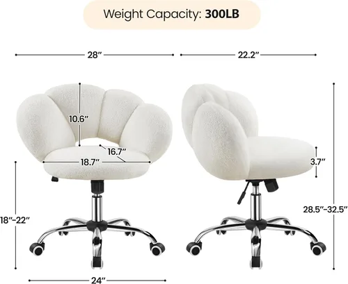 Miniatura 3 de Yaheetech - Silla de escritorio tapizada en bouclé, silla de tocador con forma de nube, silla de oficina en casa ajustable para computadora