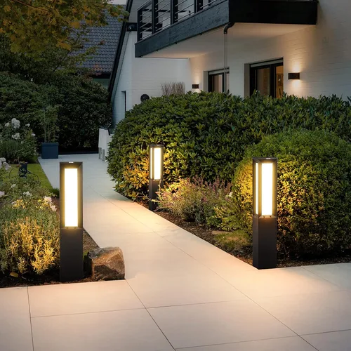 Miniatura 6 de Luz de camino del paisaje, aluminio 8W 800LM iluminación LED de lujo, 32 pulgadas moderna iluminación al aire libre bolardo para césped, patio