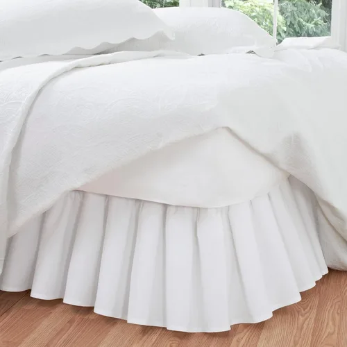 Faldón plisado de popelina para cama tamaño California King, de Fresh Ideas Blanco