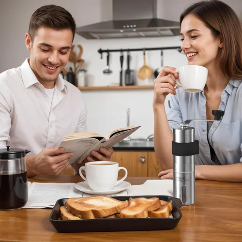 Miniatura 6 de Molinillo de café manual – 18 ajustes ajustables, molinillo cónico de grano de café de acero inoxidable, portátil, duradero y apto para viajes