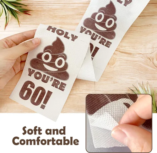 Miniatura 8 de Regalos de feliz cumpleaños 60, rollo de papel higiénico divertido de 3 capas, papel higiénico impreso Holy Poop You're 60, regalo de bromas y 60