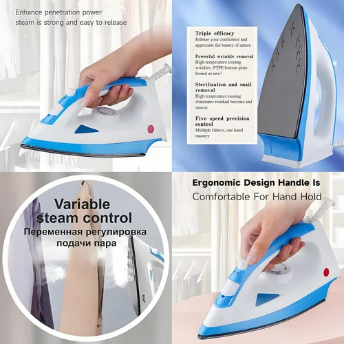 Miniatura 5 de Plancha eléctrica, plancha de vapor, 1200 W, vaporizador, portátil y portátil, con cinco controles de temperatura, elimina rápidamente los olores