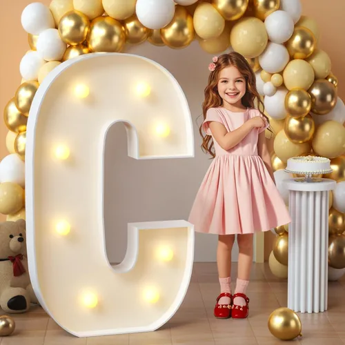 Miniatura 49 de imprsv Letras de marquesina iluminadas, letras de mosaico de 1.2 m con luz para decoración de baby shower, graduación, gran J para decoraciones