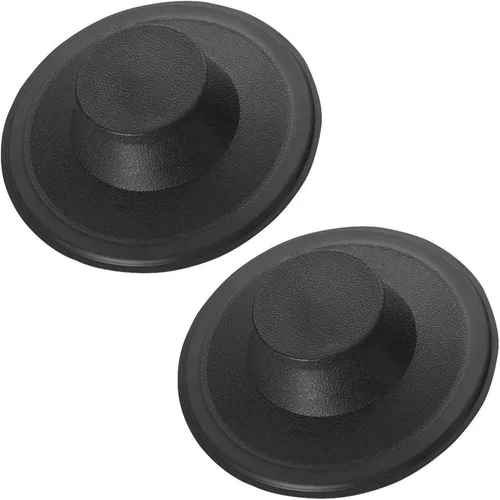 Essential Values Tapón para fregadero de cocina, juego de 2, tapón de drenaje de plástico negro, tapón de repuesto para eliminación de basura,