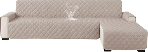 Miniatura 21 de XINEAGE Fundas 100% impermeables para sofá modular en forma de L, reversible, lavable, con botones de chaise plum flower, protector de muebles