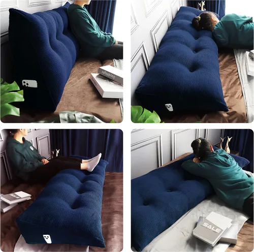 Miniatura 5 de Almohada de cuña triangular para cabecero, cojín de pana para sofá cama, respaldo grande, almohada de lectura, posicionamiento lumbar tapizado