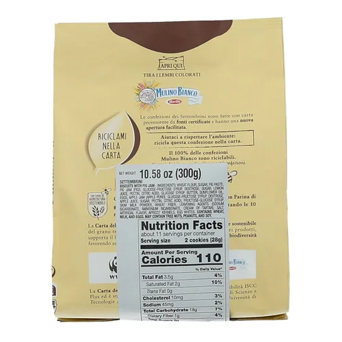 Miniatura 2 de Mulino Bianco Settembrini 10.58oz (300g) - Auténticas galletas italianas con relleno de higos - Perfecto aperitivo o compañero de café - Hecho