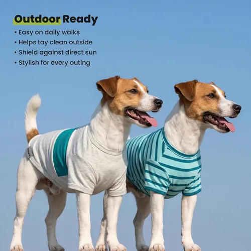 Miniatura 8 de Fitwarm - Paquete de 3 camisas con bloques de color a rayas para perros, ropa de verano para perros pequeños, camiseta ligera y transpirable