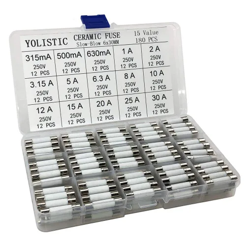 Miniatura 6 de (Paquete de 10) 500 MAmp 0.5 A Fusible de retardo de tiempo de soplado lento de cerámica 0.197x0.787 in