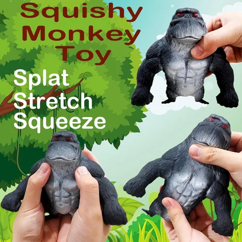 Miniatura 3 de Squishy Monkey World Juguete Pelotas Antiestrés de Mono Elástico para Niños (Paquete de 1) Juguete Splat de Mono Gorila Juguetes Fidget Squishy
