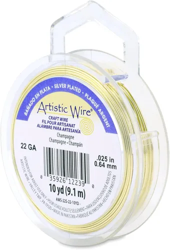 Miniatura 164 de Artistic Wire, alambre para manualidades de calibre 22 bañado en plata, resistente a las manchas, color cobre, blanco, 9,1 m