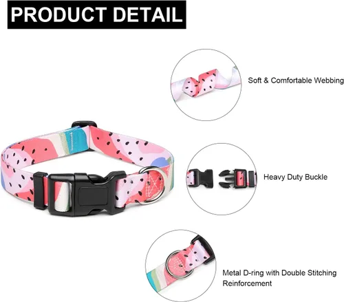 Miniatura 28 de Mercano Collar ajustable para perro, patrones de diseño especial, nailon suave, cómodo y resistente, collar para mascotas para perros pequeños