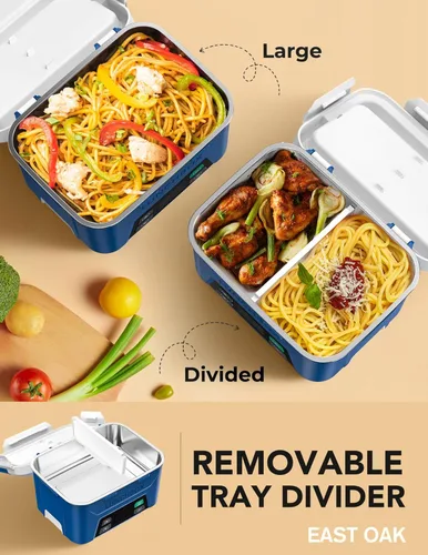 Miniatura 5 de EAST OAK Fiambrera eléctrica inalámbrica para adultos, lonchera calentada a pilas con calefacción automática, calentador de alimentos portátil