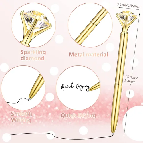 Miniatura 2 de Leinuosen 50 bolígrafos de diamante con diseño de cristal, tinta negra, bolígrafos unisex, perfectos para despedida de soltera, oficina, escuela
