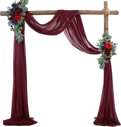HUHJYUGE Arco de boda drapeado tela de gasa para boda arcos de boda para ceremonia de tela transparente telón de fondo de ventana, cortinas de boda