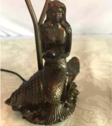 Miniatura 6 de Bieye L10625 Lámpara de mesa con diseño de sirena y lirio, estilo Tiffany, 20 pulgadas de alto