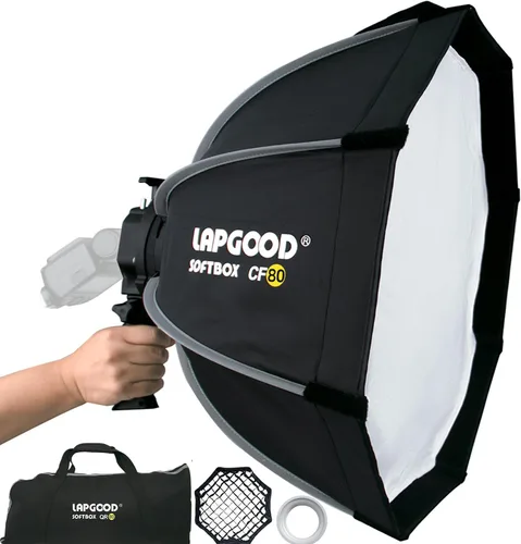 Miniatura 10 de Bowens - Caja de luz de montaje rápida de 24 pulgadas, de mano, soporte tipo S, compatible con Godox Canon Sony Fuji YongNuo Flash AD200PRO V1 TT600